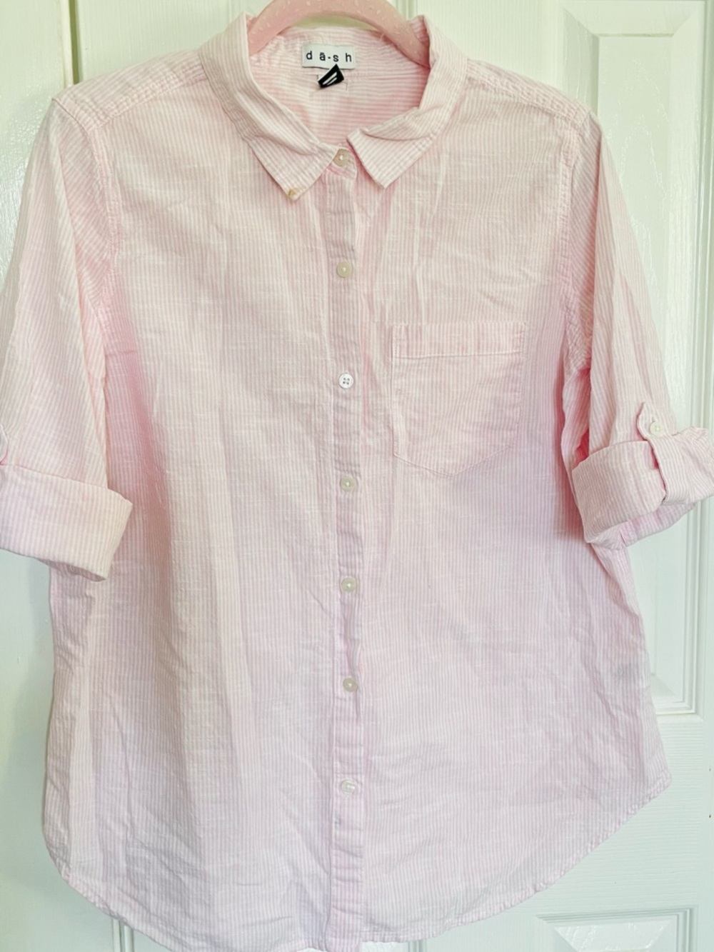 d ā s h Pink Striped Button-Up Shirt
